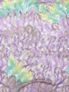 Spiced Plum and Stone Green Feathers Silk Chiffon Spiced Plum and Stone Green Feathers Silk Chiffon