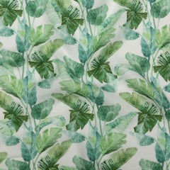 Green Banana and Palm Leaves Printed Ivory Linen Woven Green Banana and Palm Leaves Printed Ivory Linen Woven