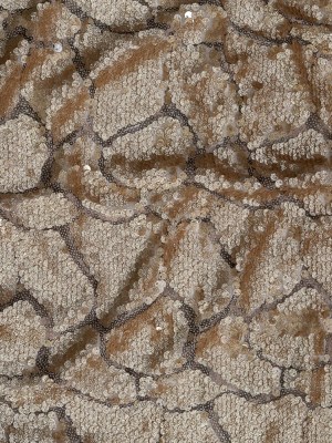Mesh with Sequins – Metallic Gold Cracking Spots on Pale Beige Mesh with Sequins – Metallic Gold Cracking Spots on Pale Beige