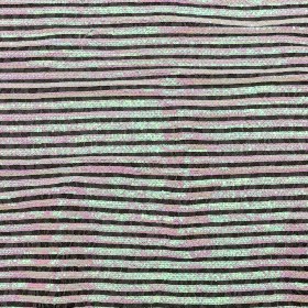 Netting with Baby Sequins – Flamingo Pink and Green Iridescent Stripes on White Netting with Baby Sequins – Flamingo Pink and Green Iridescent Stripes on White