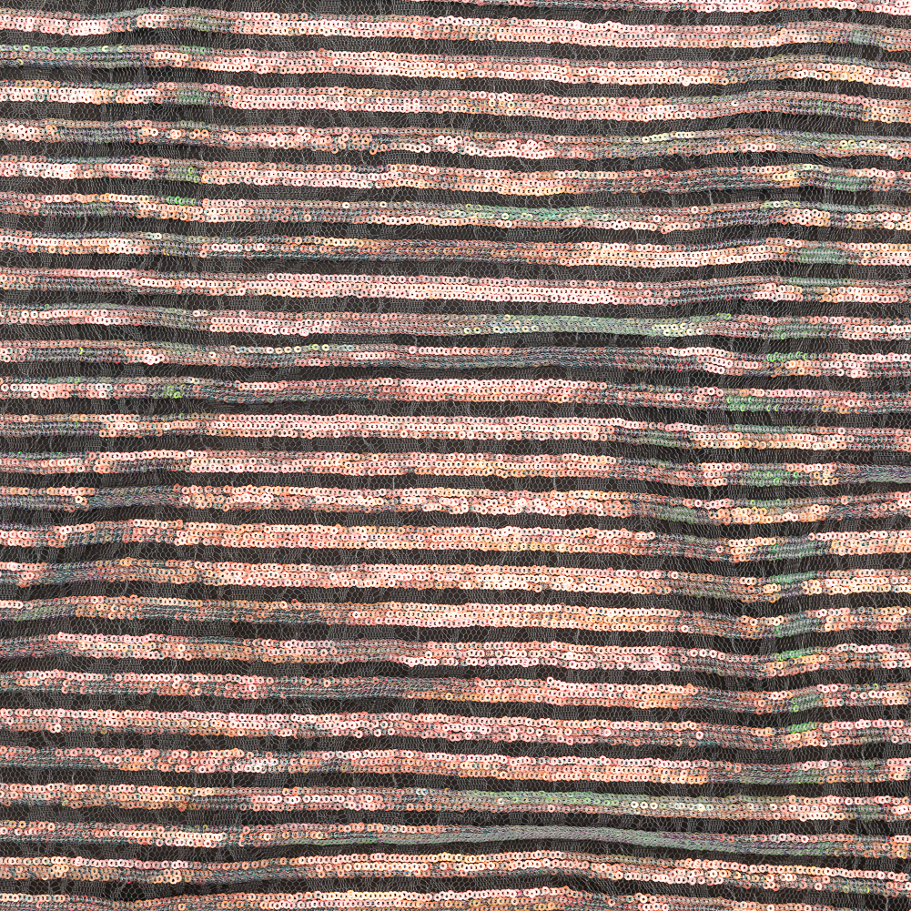 Netting with Baby Sequins – Aqua and Pink Iridescent Stripes on White Netting with Baby Sequins – Aqua and Pink Iridescent Stripes on White