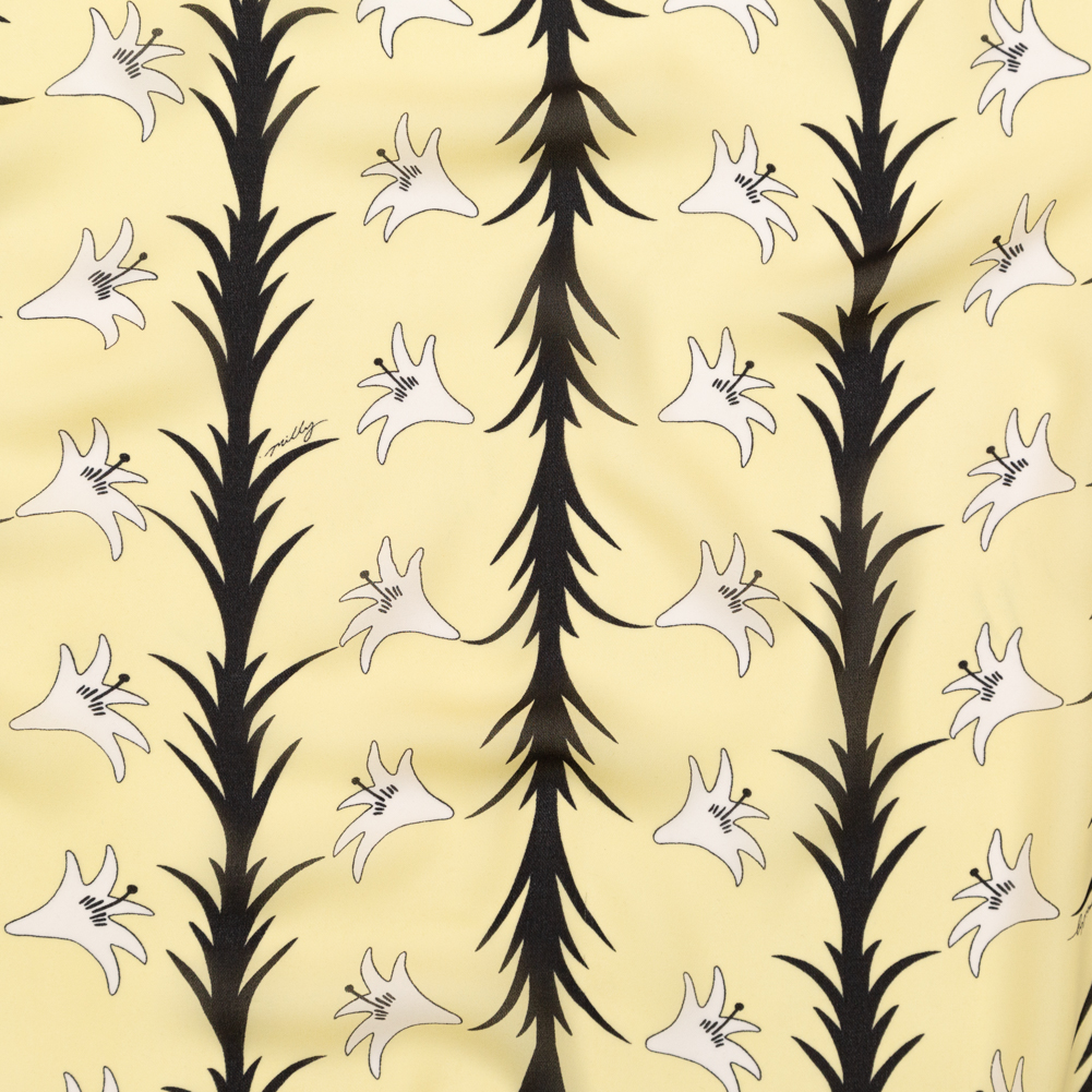 Milly Italian Creme Brulee, Lima Bean and Black Printed Silk Chiffon Milly Italian Creme Brulee, Lima Bean and Black Printed Silk Chiffon