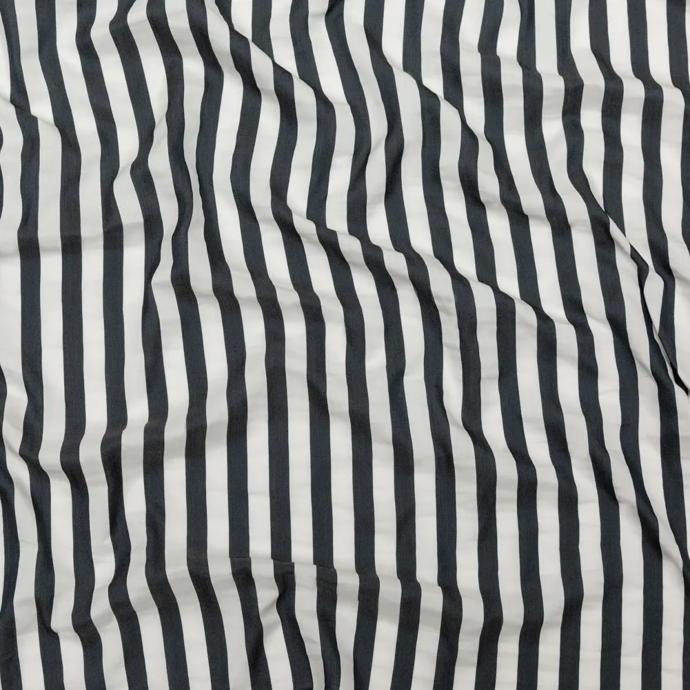 Phillip Lim Navy and White Awning Striped Silk and Cotton Woven Phillip Lim Navy and White Awning Striped Silk and Cotton Woven