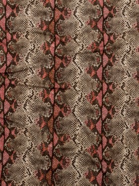 Italian Brown and Red Snakeskin Digitally Printed Viscose Jersey Italian Brown and Red Snakeskin Digitally Printed Viscose Jersey