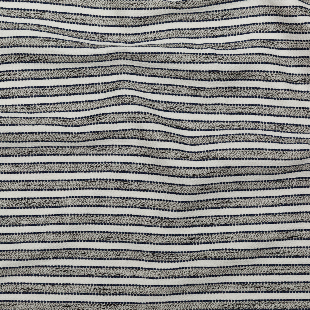 Coconut Milk and Peacoat Striped Cotton Tweed Coconut Milk and Peacoat Striped Cotton Tweed