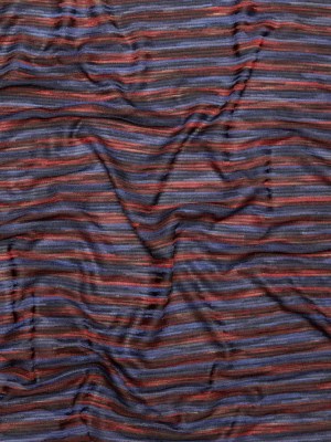 Deep Well and Chili Oil Tactile Striped Polyester Knit Deep Well and Chili Oil Tactile Striped Polyester Knit