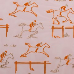 Carolina Herrera Metallic Gold, Hot Pink and Orange Horse Derby Flocked Tulle Carolina Herrera Metallic Gold, Hot Pink and Orange Horse Derby Flocked Tulle