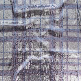Italian Silver Circle Baby Sequins on Periwinkle, Lavender and White Plaid Mesh Italian Silver Circle Baby Sequins on Periwinkle, Lavender and White Plaid Mesh