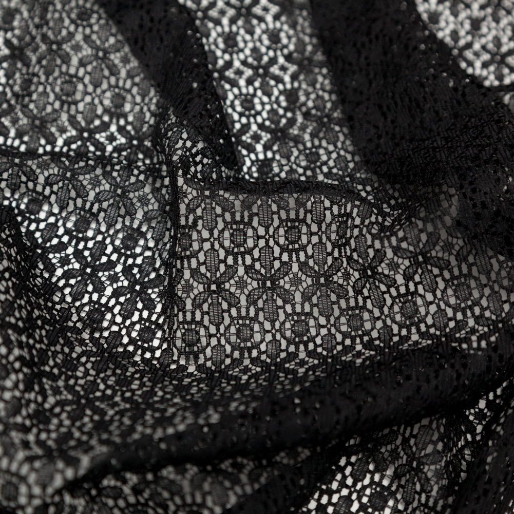 Famous NYC Designer Black Stretch Floral Lace Famous NYC Designer Black Stretch Floral Lace