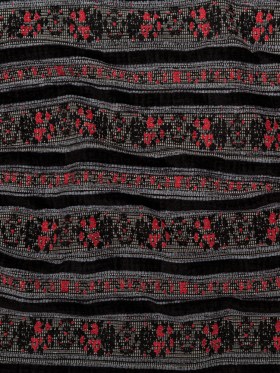 Famous NYC Designer American Beauty and Black Striped Acrylic Tweed Famous NYC Designer American Beauty and Black Striped Acrylic Tweed