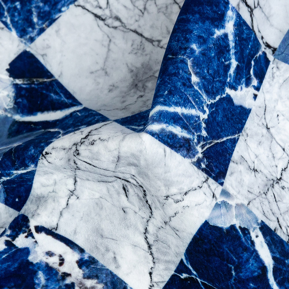 Wedgewood and White Checkered Marble Caye UV Protective Compression Swimwear Tricot with Aloe Vera Microcapsules Wedgewood and White Checkered Marble Caye UV Protective Compression Swimwear Tricot with Aloe Vera Microcapsules