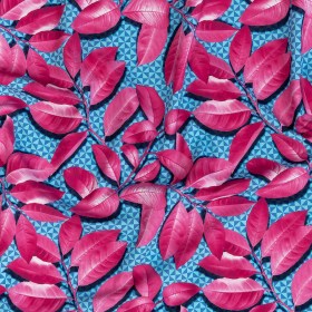 Compression Swimwear Tricot, UV Protective with Aloe Vera Microcapsules – Pink Leaves and Blue Geometric – Caye Collection Compression Swimwear Tricot, UV Protective with Aloe Vera Microcapsules – Pink Leaves and Blue Geometric – Caye Collection