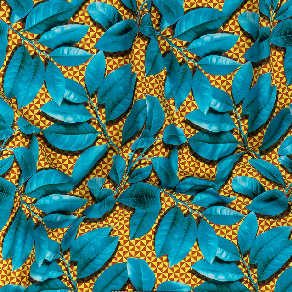 Compression Swimwear Tricot, UV Protective with Aloe Vera Microcapsules – Blue Leaves and Yellow Geometric – Caye Collection Compression Swimwear Tricot, UV Protective with Aloe Vera Microcapsules – Blue Leaves and Yellow Geometric – Caye Collection