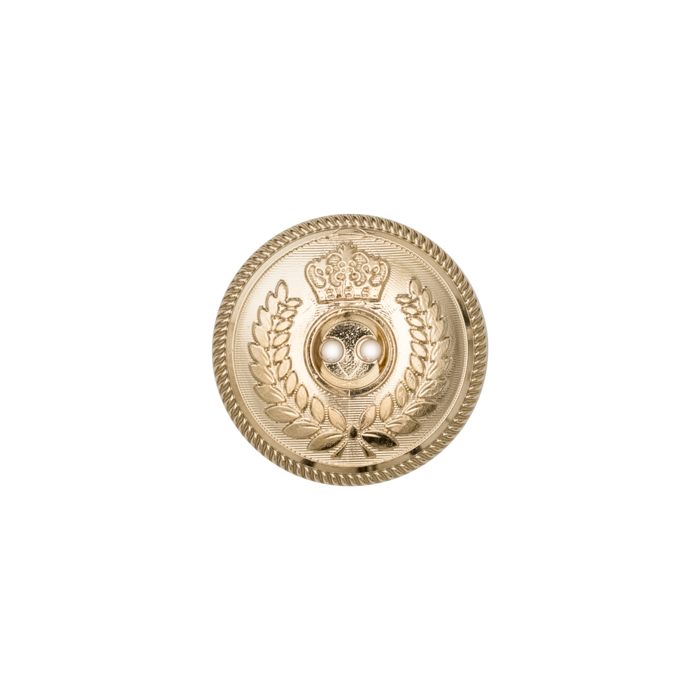 Italian Gold 2-Hole Crest Button – 24L/15mm Italian Gold 2-Hole Crest Button – 24L/15mm