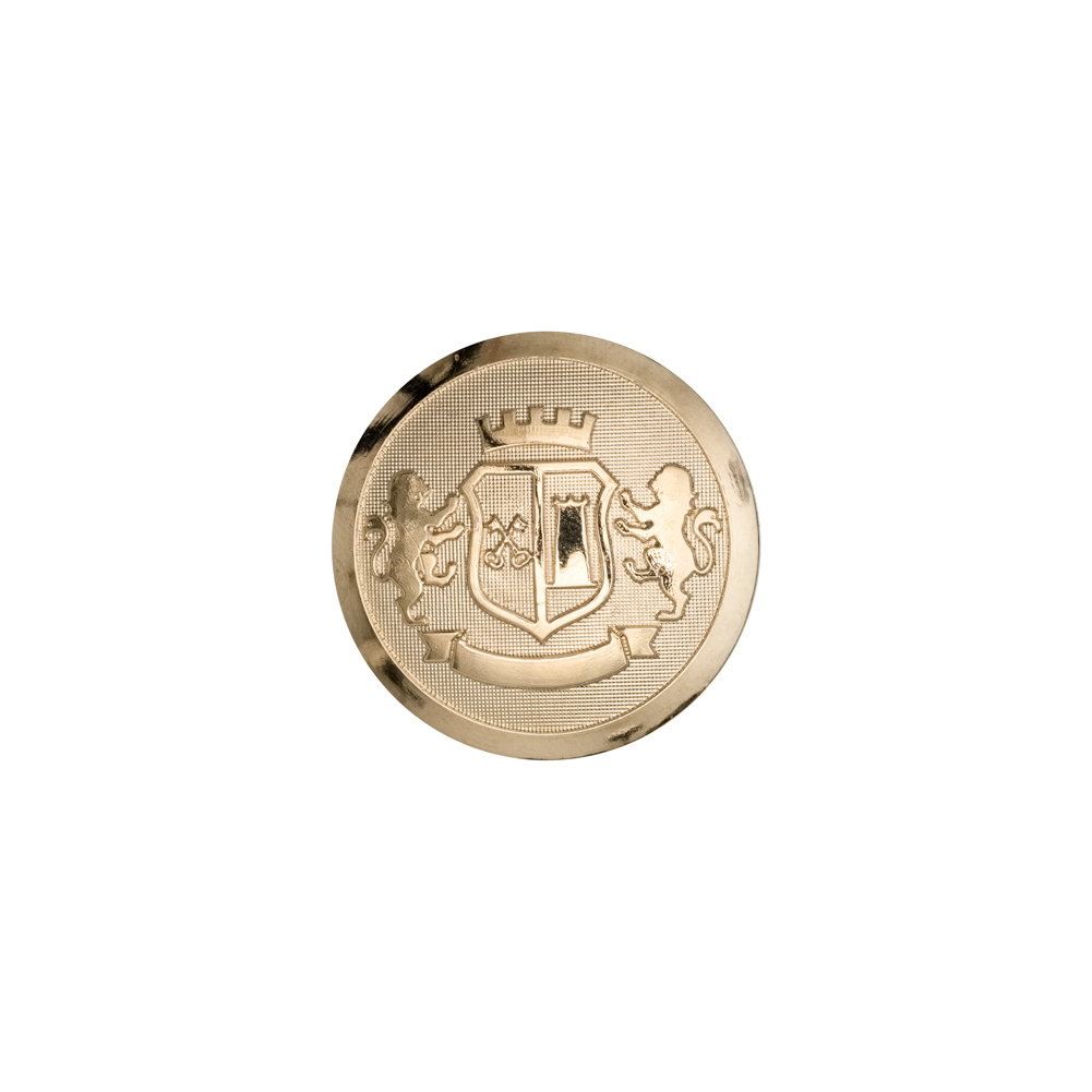 Italian Gold Crest Plastic Shank Back Button – 24L/15mm Italian Gold Crest Plastic Shank Back Button – 24L/15mm