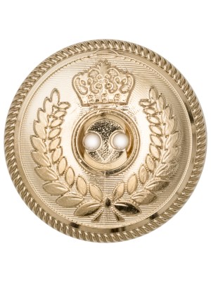 Italian Gold 2-Hole Crest Button – 44L/28mm Italian Gold 2-Hole Crest Button – 44L/28mm