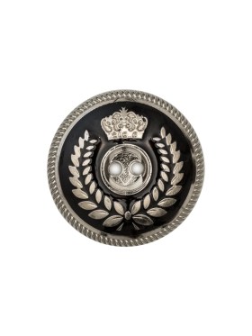 Italian Silver and Black 2-Hole Crest Button – 32L/20mm Italian Silver and Black 2-Hole Crest Button – 32L/20mm