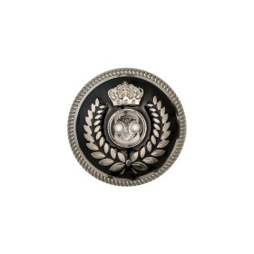 Italian Silver and Black 2-Hole Crest Button – 32L/20mm Italian Silver and Black 2-Hole Crest Button – 32L/20mm
