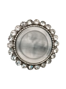 Italian Silver Metal, Crystal Rhinestones and Rabbit Shell Shank Button – 36L/23mm Italian Silver Metal, Crystal Rhinestones and Rabbit Shell Shank Button – 36L/23mm