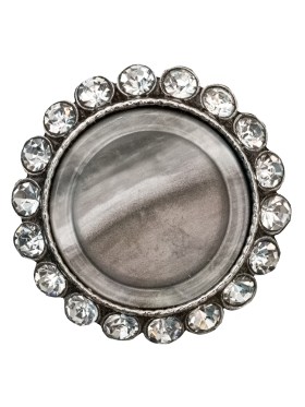 Italian Silver Metal, Crystal Rhinestones and Rabbit Shell Shank Button – 40L/25.5mm Italian Silver Metal, Crystal Rhinestones and Rabbit Shell Shank Button – 40L/25.5mm