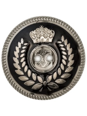 Italian Silver and Black 2-Hole Crest Button – 44L/28mm Italian Silver and Black 2-Hole Crest Button – 44L/28mm