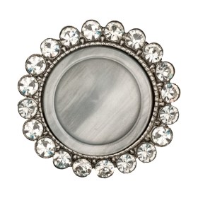 Italian Silver Metal, Crystal Rhinestones and Rabbit Shell Shank Button – 48L/30.5mm Italian Silver Metal, Crystal Rhinestones and Rabbit Shell Shank Button – 48L/30.5mm