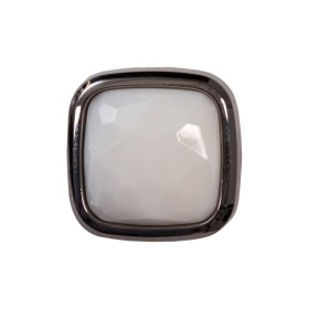 Italian White and Gunmetal 2-Piece Plastic Button – 30L/19mm Italian White and Gunmetal 2-Piece Plastic Button – 30L/19mm