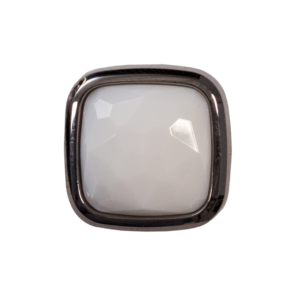 Italian White and Gunmetal 2-Piece Plastic Button – 30L/19mm Italian White and Gunmetal 2-Piece Plastic Button – 30L/19mm