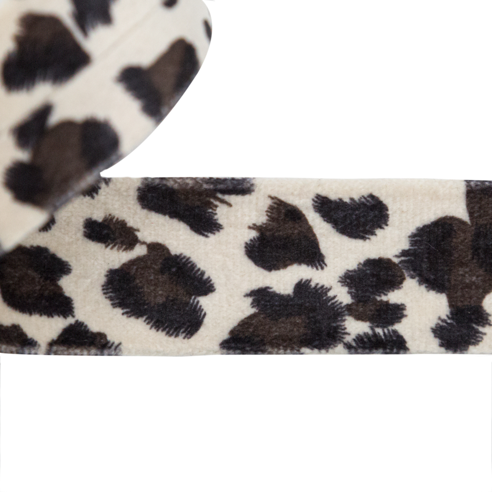 Italian Seedpearl Leopard Velvet Single Foldover Bias Tape – 1″ Italian Seedpearl Leopard Velvet Single Foldover Bias Tape – 1″