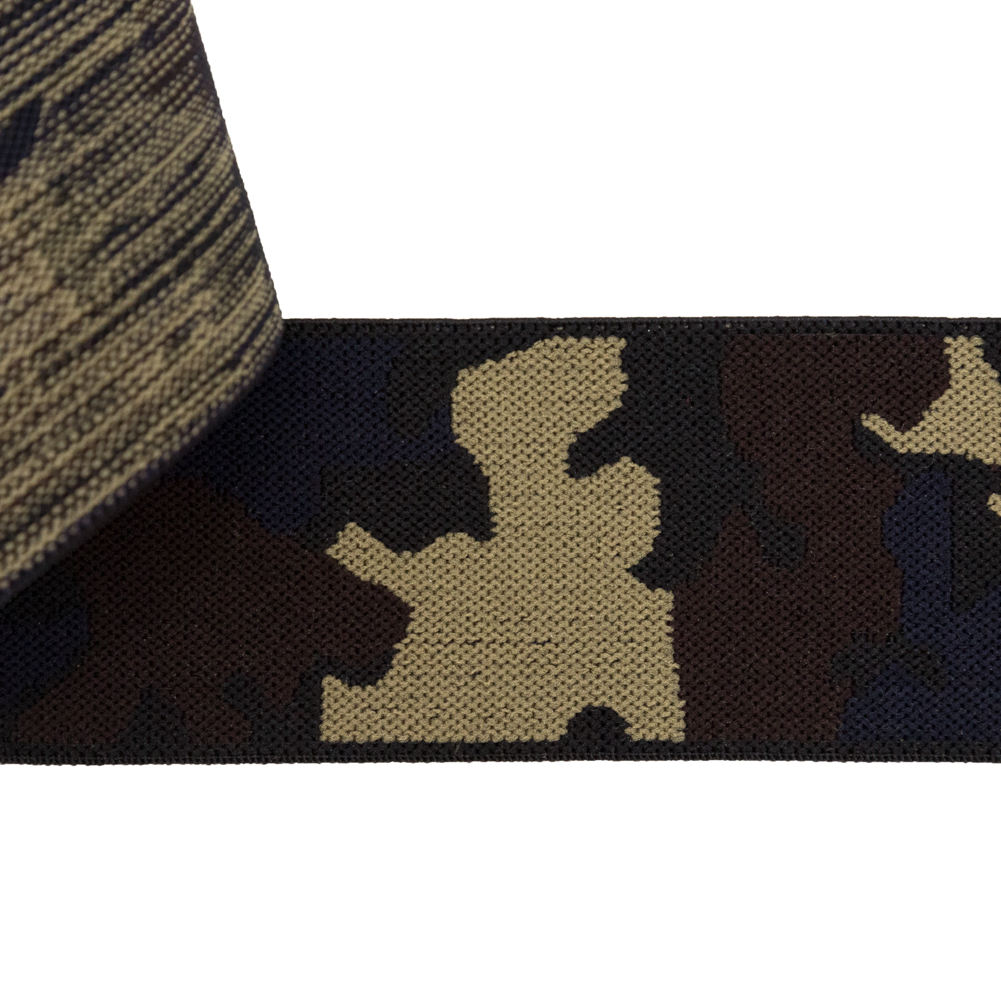 Italian Navy and Otter Camouflage Elastic Trim – 1.75″ Italian Navy and Otter Camouflage Elastic Trim – 1.75″