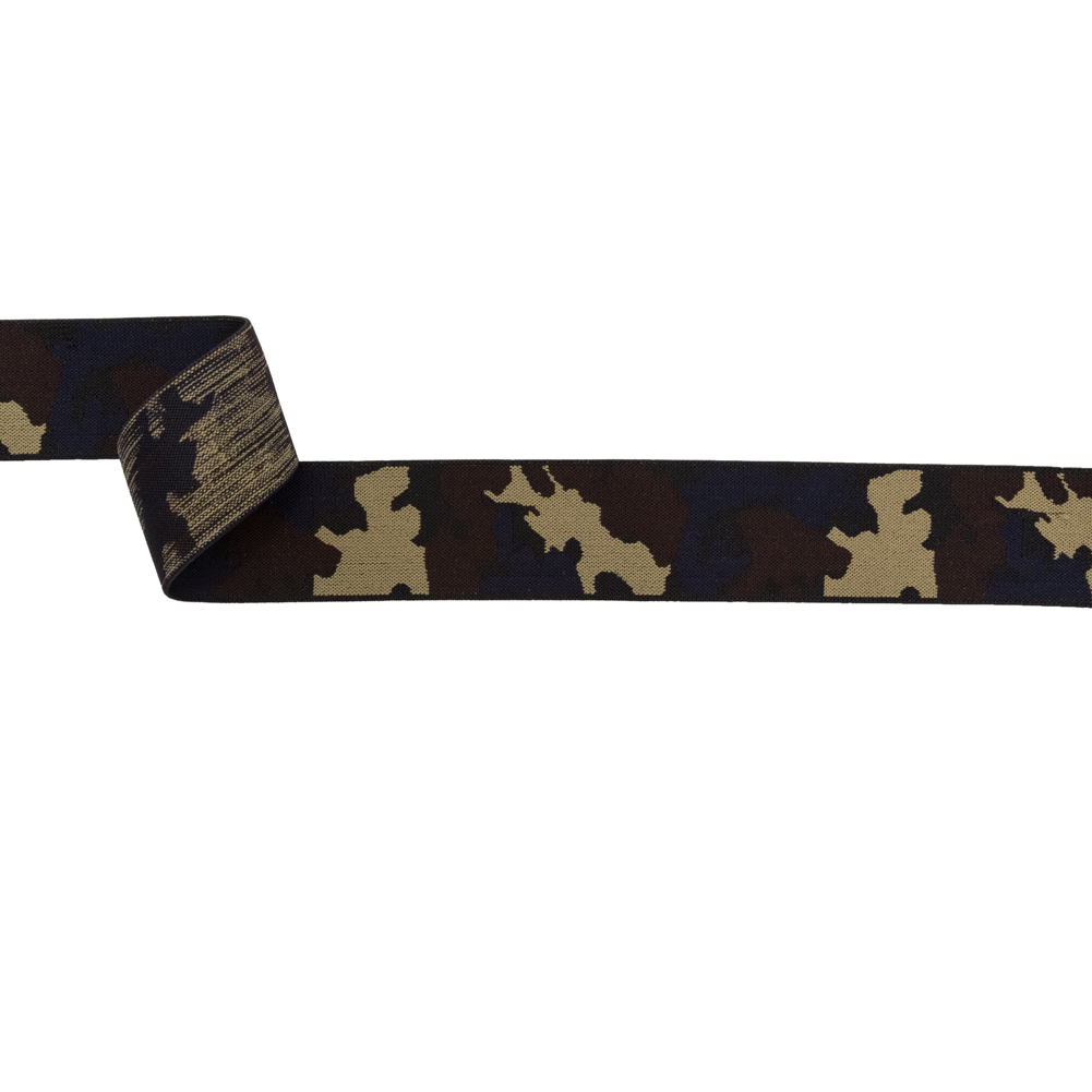 Italian Navy and Otter Camouflage Elastic Trim – 1.75″ Italian Navy and Otter Camouflage Elastic Trim – 1.75″