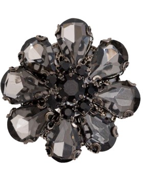 Italian Black and Gunmetal Floral Rhinestone Button – 48L/30.5mm Italian Black and Gunmetal Floral Rhinestone Button – 48L/30.5mm