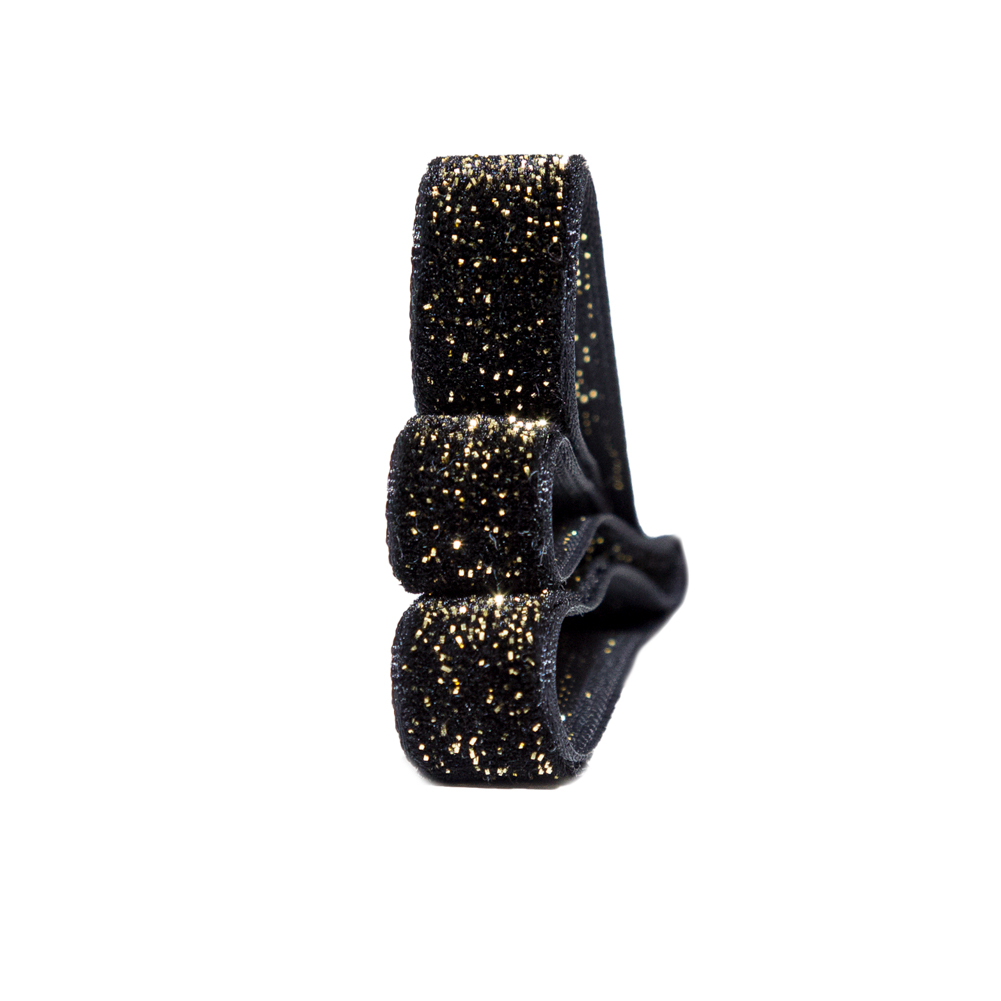 Italian Black and Gold Glitter Velvet Ribbon – 0.375″ Italian Black and Gold Glitter Velvet Ribbon – 0.375″