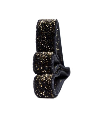 Italian Black and Gold Glitter Velvet Ribbon – 0.375″ Italian Black and Gold Glitter Velvet Ribbon – 0.375″