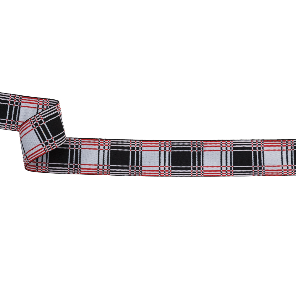 Italian White, Black and Red Plaid Elastic Trim – 1.625″ Italian White, Black and Red Plaid Elastic Trim – 1.625″