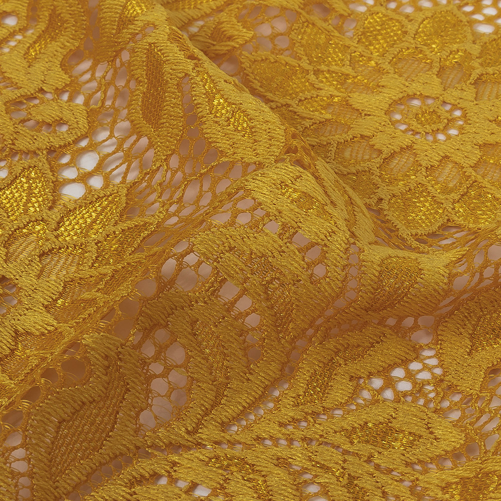 Re-Embroidered Stretch Lace – Mustard Sunflowers – McKee Collection Re-Embroidered Stretch Lace – Mustard Sunflowers – McKee Collection