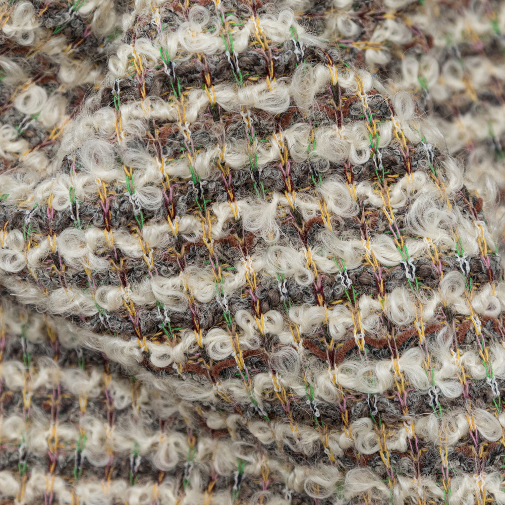 Irish Cream, Lime and Yellow Striped Blended Wool Knit