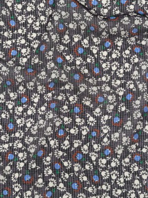 Famous NYC Designer Blackened Pearl, Jet Stream and Alaskan Blue Tossed Floral and Gingham Silk Georgette Famous NYC Designer Blackened Pearl, Jet Stream and Alaskan Blue Tossed Floral and Gingham Silk Georgette