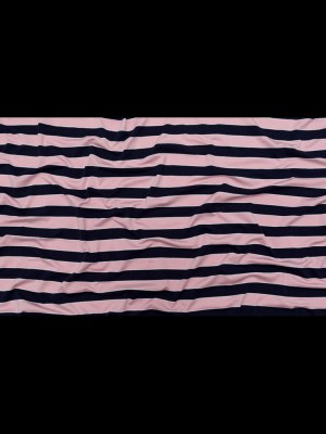 Cameo Pink and Evening Blue Awning Striped Polyester Jersey Cameo Pink and Evening Blue Awning Striped Polyester Jersey
