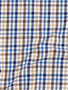 Premium Blue, Brown and Beige Plaid Twill Cotton Shirting Premium Blue, Brown and Beige Plaid Twill Cotton Shirting