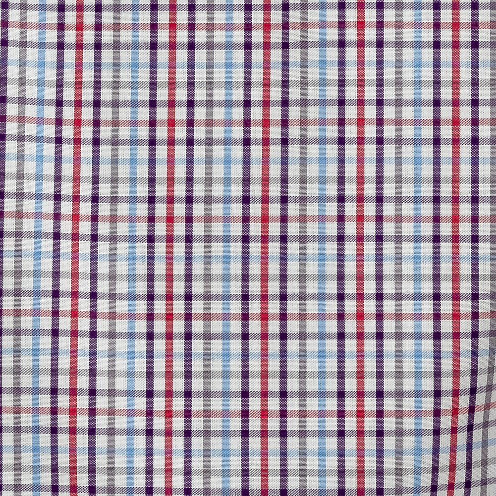 Premium Red, Blue and Gray Minute Plaid Cotton Shirting