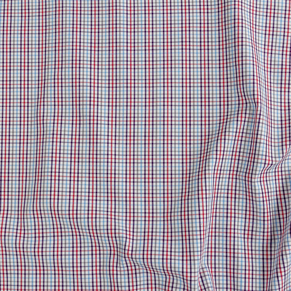 Premium Red, Blue and Gray Minute Plaid Cotton Shirting Premium Red, Blue and Gray Minute Plaid Cotton Shirting