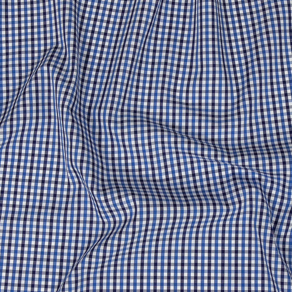 Premium Cobalt and Navy Blue Tattersall Checkered Cotton Shirting Premium Cobalt and Navy Blue Tattersall Checkered Cotton Shirting