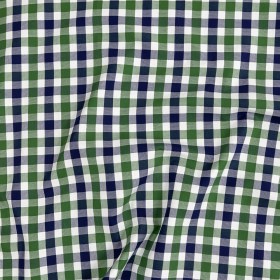 Premium Emerald and Navy Large Tattersall Checkered Cotton Shirting Premium Emerald and Navy Large Tattersall Checkered Cotton Shirting