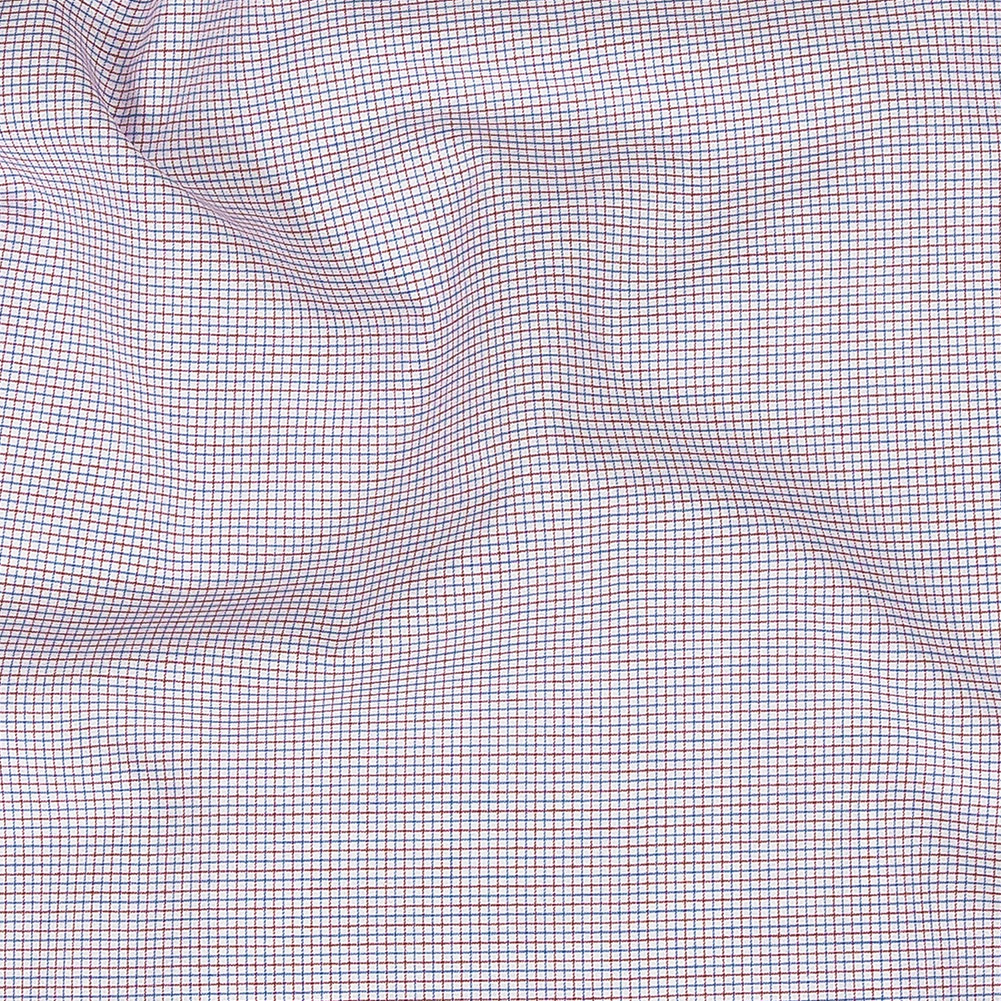 Premium Red, White and Blue Tattersall Checkered Cotton Shirting