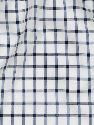 Premium Blue, Black and White Checkered Dobby Cotton Shirting Premium Blue, Black and White Checkered Dobby Cotton Shirting