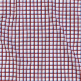 Premium Light Blue and Rococco Red Shadow Check and Chevron Cotton Dobby Shirting Premium Light Blue and Rococco Red Shadow Check and Chevron Cotton Dobby Shirting