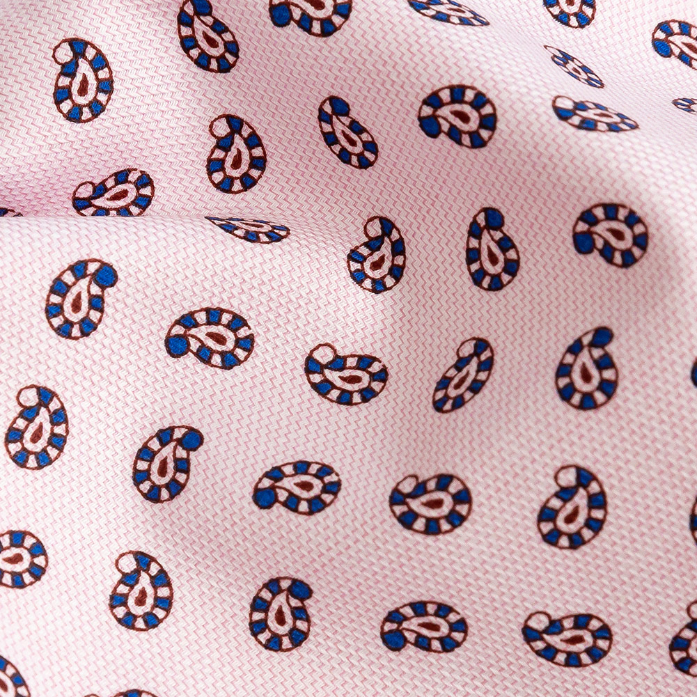 Premium Baby Pink, Blue and Red Paisley Printed Cotton Shirting