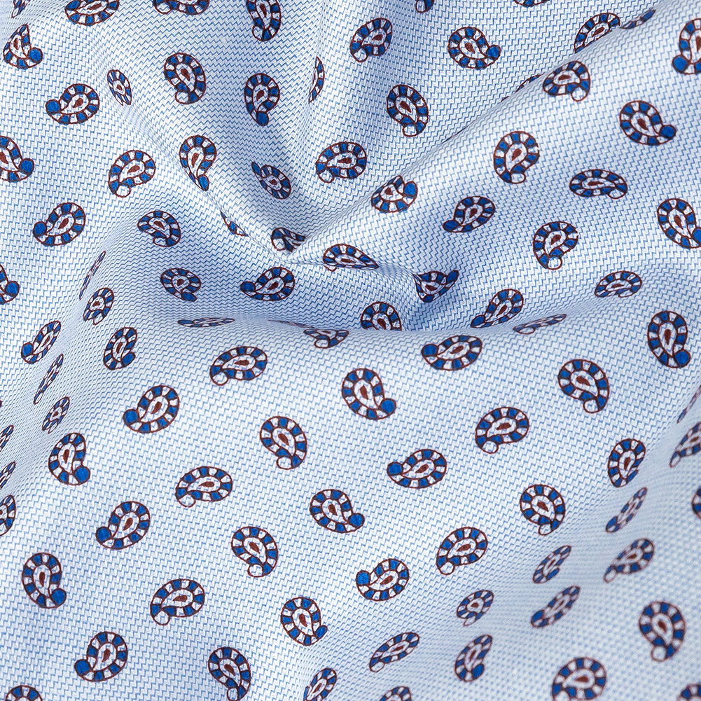 Premium Blue and Red Paisley Printed Cotton Shirting