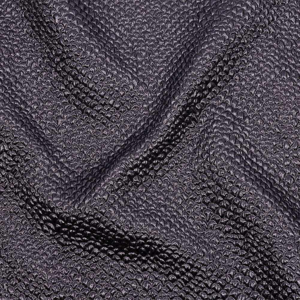Metallic Gunmetal Dimensional Scallops Brocade Metallic Gunmetal Dimensional Scallops Brocade